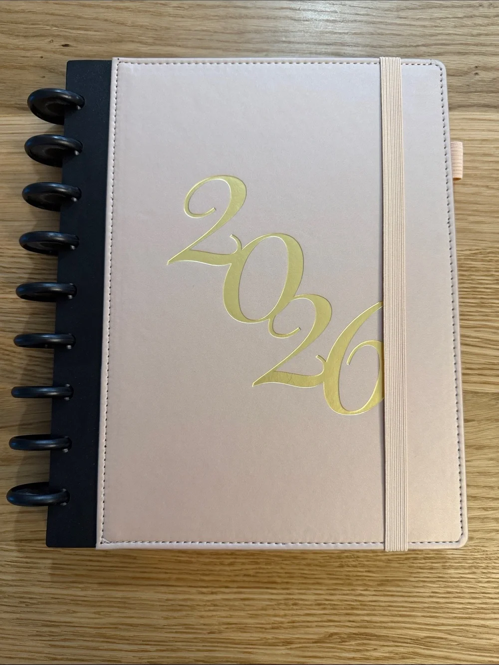 2026 Rose Gold Disc-Bound Planner with Elastic Closure